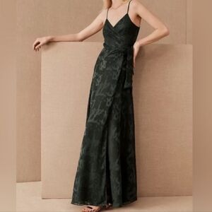 Hutch Alden gown Emerald Dark Green Lace Wrap Maxi Dress with Side Tie Small
